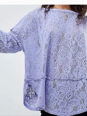 Free People Blue Lace Sweatshirt - oversized